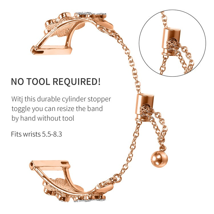 Watch Strap for Haylou RS4 Plus LS11 Replacement Metal Band Heart Clover Decor - Rose Gold