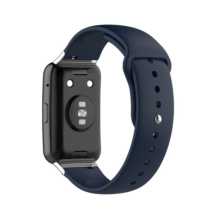Solid Color Silicone Adjustable Watch Band Strap Replacement for Huawei Watch Fit - Dark Blue