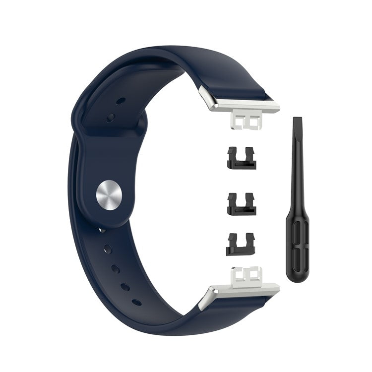 Solid Color Silicone Adjustable Watch Band Strap Replacement for Huawei Watch Fit - Dark Blue