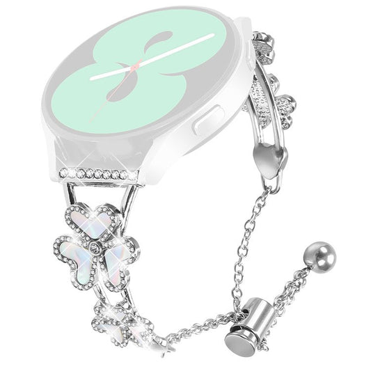 For CanMixs P22 Metal Band Heart Clover Decor Watch Strap - Silver