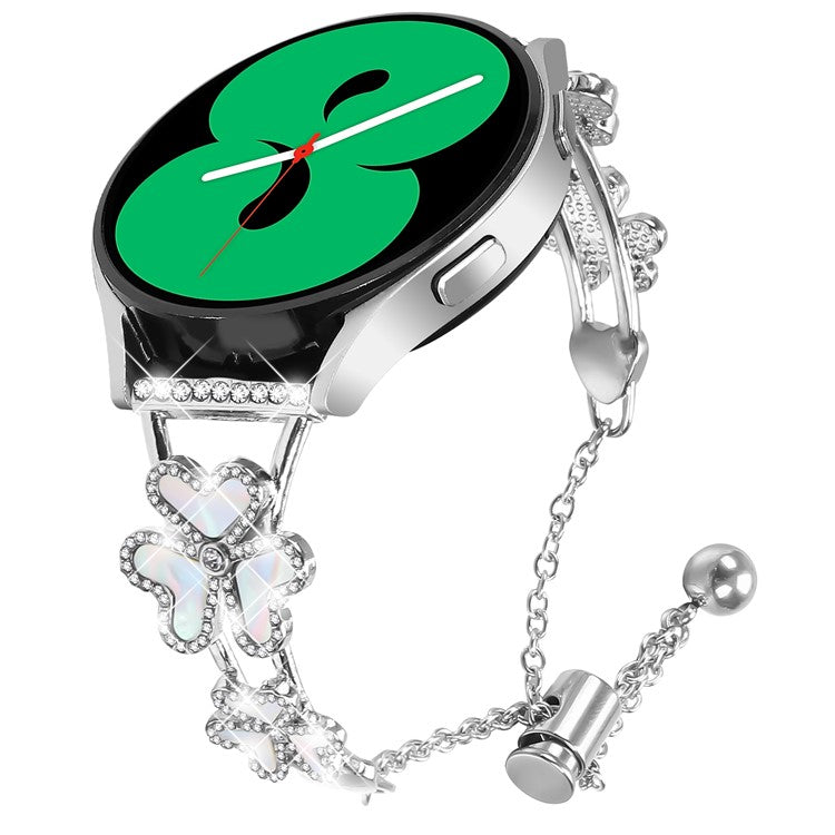 For CanMixs P22 Metal Band Heart Clover Decor Watch Strap - Silver