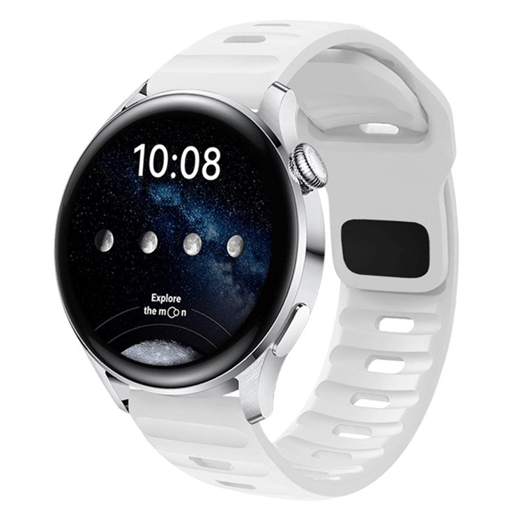 22mm Watch Band For Huawei Watch GT 5 Pro  /  GT 5  /  GT 4 46mm Quick Release Square Buckle Silicone Strip - White