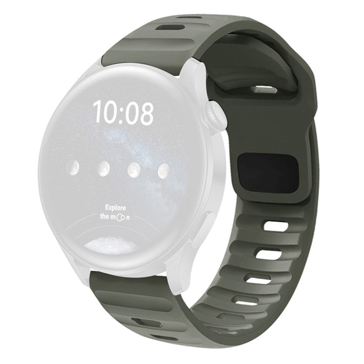 22mm Watch Band For Huawei Watch GT 5 Pro  /  GT 5  /  GT 4 46mm Quick Release Square Buckle Silicone Strip - Grey Green