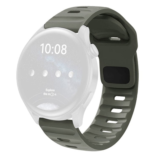 22mm Watch Band For Huawei Watch GT 5 Pro  /  GT 5  /  GT 4 46mm Quick Release Square Buckle Silicone Strip - Grey Green