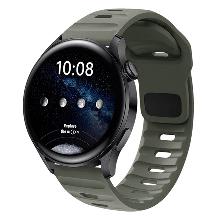 22mm Watch Band For Huawei Watch GT 5 Pro  /  GT 5  /  GT 4 46mm Quick Release Square Buckle Silicone Strip - Grey Green