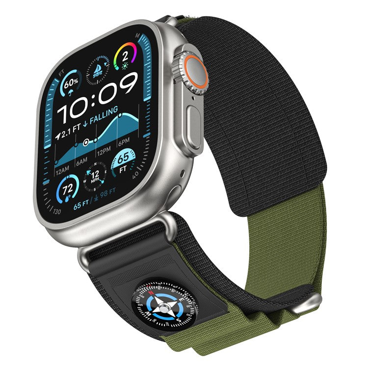 Replacement Strap for Apple Watch Series 10 Ultra 9 8 7 SE 6 5 4 3 2 1 46mm 49mm 45mm 44mm 42mm Watch Band with Compass - Army Green