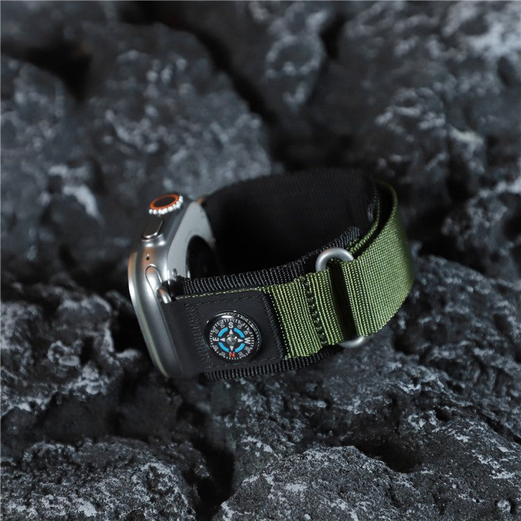 Replacement Strap for Apple Watch Series 10 Ultra 9 8 7 SE 6 5 4 3 2 1 46mm 49mm 45mm 44mm 42mm Watch Band with Compass - Army Green
