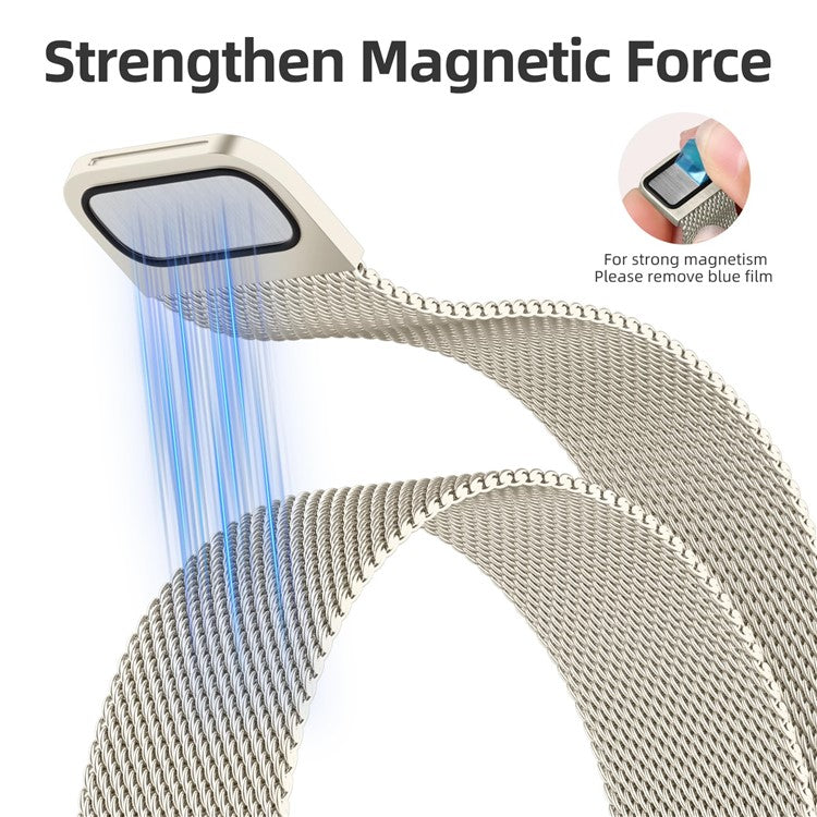 Watch Band For Apple Watch Series 10 Ultra 9 8 7 SE 6 5 4 3 2 1 46mm 49mm 45mm 44mm 42mm Magnetic Clasp Stainless Steel Strip - Starlight