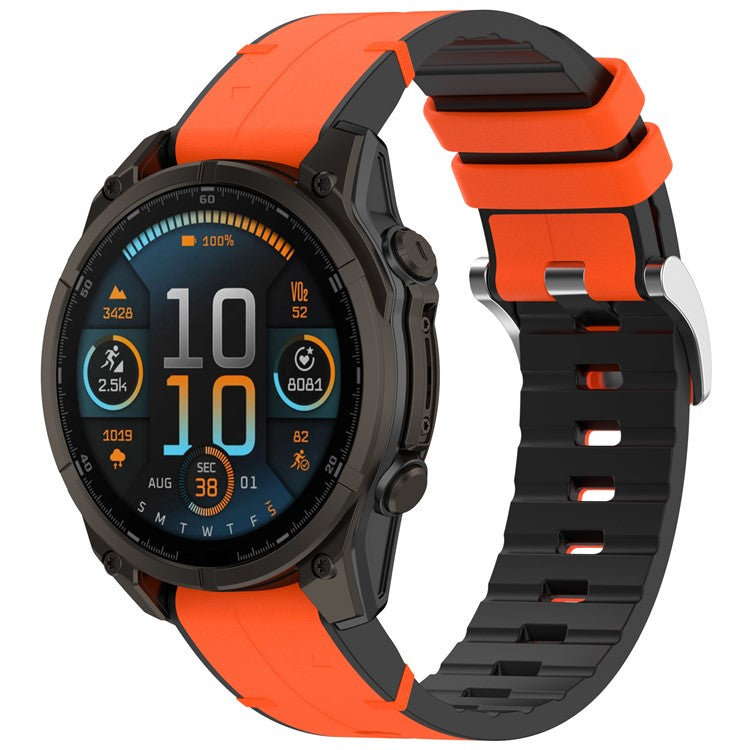 26mm Watch Band For Garmin Enduro 3 / Fenix 8 51mm / Instinct 2X Leather Coated Silicone Adjustable Length Strap - Orange