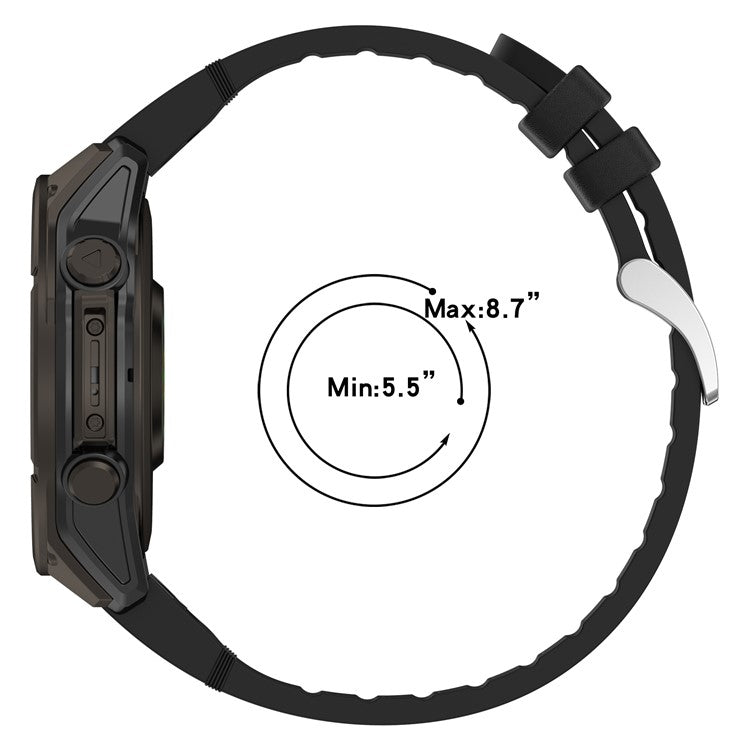 26mm Watch Band For Garmin Enduro 3 / Fenix 8 51mm / Instinct 2X Leather Coated Silicone Adjustable Length Strap - Dark Blue