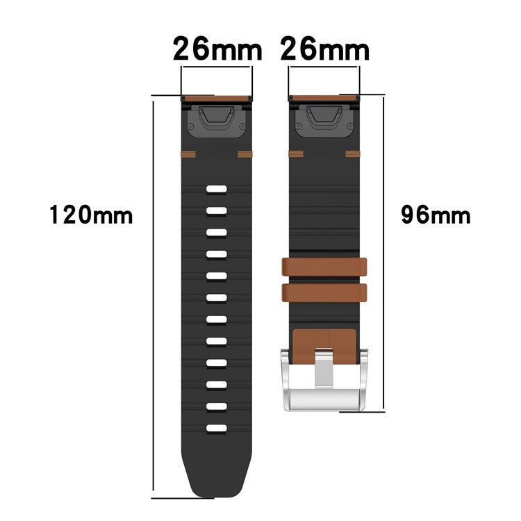 26mm Watch Band For Garmin Enduro 3 / Fenix 8 51mm / Instinct 2X Leather Coated Silicone Adjustable Length Strap - Dark Blue