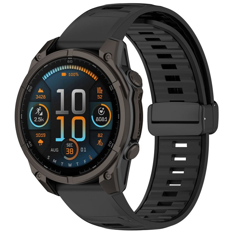 26mm Watch Band For Garmin Enduro 3 / Fenix 8 51mm / Instinct 2X Breathable Silicone Strap with Magnetic Folding Clasp - Black