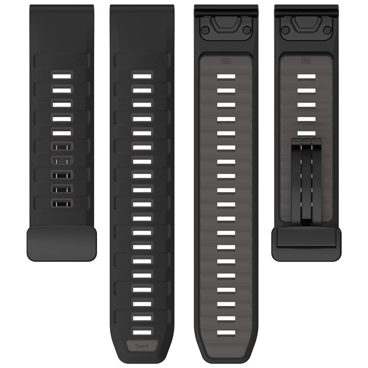 22mm Watch Band For Garmin Fenix 8 47mm / Fenix E 47mm / Quatix 7 Pro Breathable Silicone Strap with Magnetic Folding Clasp - Black