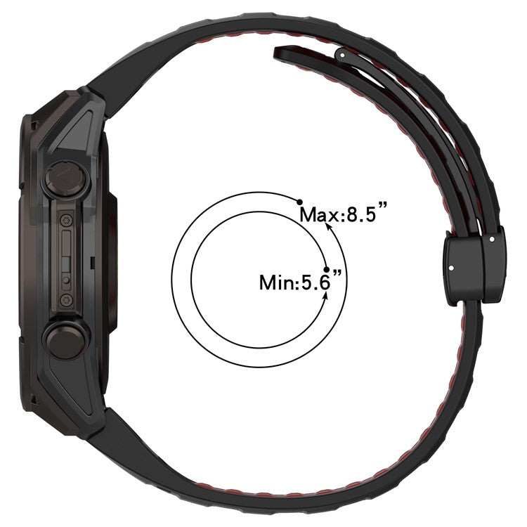 22mm Watch Band For Garmin Fenix 8 47mm / Fenix E 47mm / Quatix 7 Pro Breathable Silicone Strap with Magnetic Folding Clasp - Black