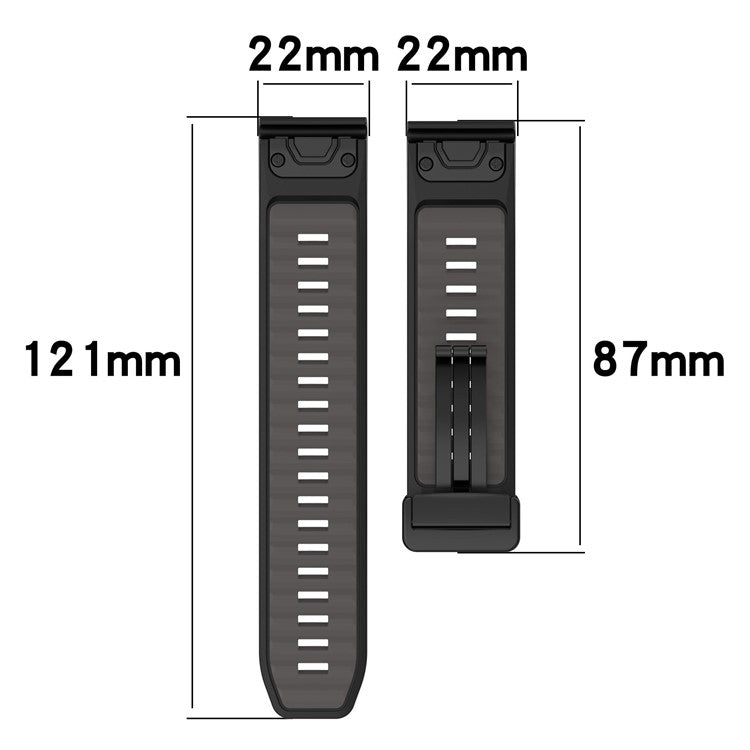 22mm Watch Band For Garmin Fenix 8 47mm / Fenix E 47mm / Quatix 7 Pro Breathable Silicone Strap with Magnetic Folding Clasp - Black