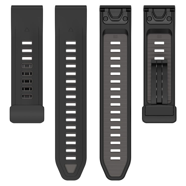 20mm Watch Band For Garmin Fenix 8 43mm / Descent MK3i / Fenix 7S Breathable Silicone Strap with Magnetic Folding Clasp - Black+Orange