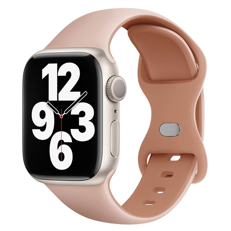 KALEBOL Silicone Watch Strap for Apple Watch Series 10 9 8 7 SE 6 5 4 3 2 1 42mm 41mm 40mm 38mm Butterfly Buckle Band - Pink + Rose Grey
