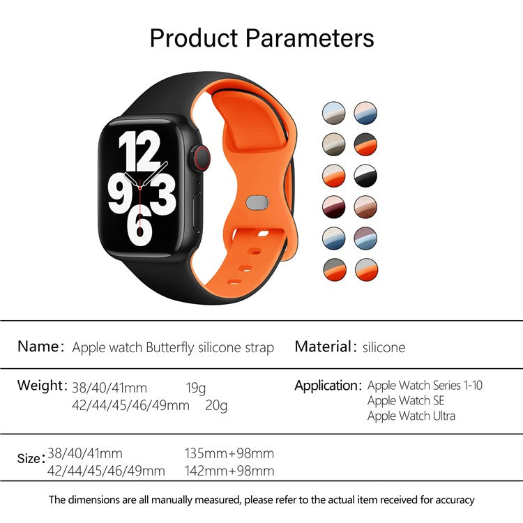 KALEBOL Silicone Watch Strap for Apple Watch Series 10 9 8 7 SE 6 5 4 3 2 1 42mm 41mm 40mm 38mm Butterfly Buckle Band - Pink + Rose Grey
