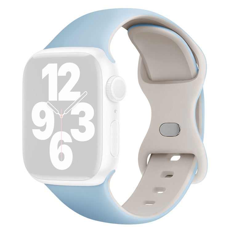 KALEBOL Silicone Watch Strap for Apple Watch Series 10 9 8 7 SE 6 5 4 3 2 1 42mm 41mm 40mm 38mm Butterfly Buckle Band - Sky Blue + Starlight