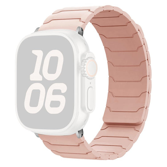 KALEBOL Silicone Magnetic Watch Band for Apple Watch Series 10 9 8 7 SE 6 5 4 3 2 1 42mm 41mm 40mm 38mm Armor Warrior Strap - Pink