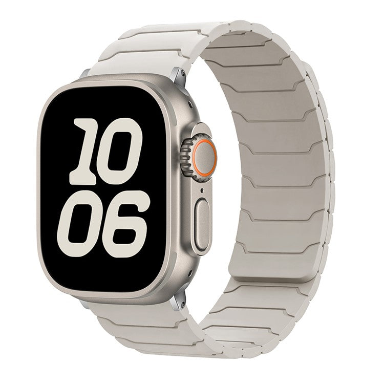 KALEBOL Silicone Magnetic Watch Band for Apple Watch Series 10 9 8 7 SE 6 5 4 3 2 1 42mm 41mm 40mm 38mm Armor Warrior Strap - Starlight