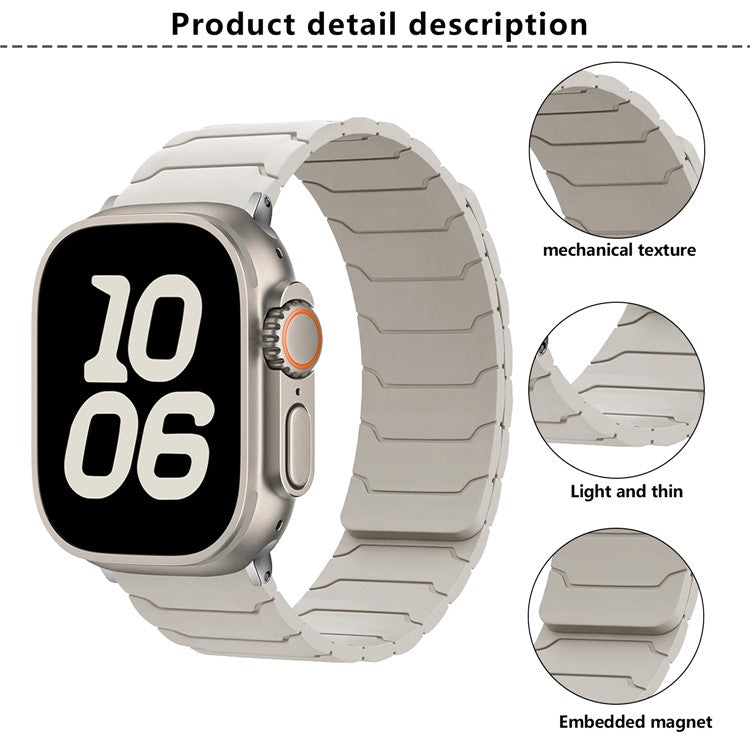KALEBOL Silicone Magnetic Watch Band for Apple Watch Series 10 Ultra 9 8 7 SE 6 5 4 3 2 1 46mm 49mm 45mm 44mm 42mm Strap  - Black + Orange