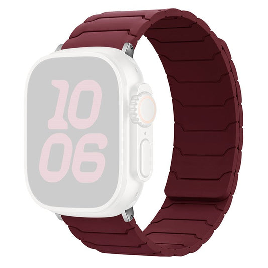 KALEBOL Silicone Magnetic Watch Band for Apple Watch Series 10 Ultra 9 8 7 SE 6 5 4 3 2 1 46mm 49mm 45mm 44mm 42mm Strap  - Wine Red