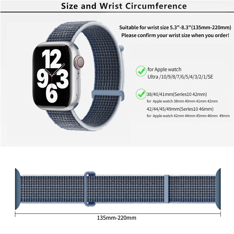 KALEBOL Nylon Watch Band for Apple Watch Series 10 9 8 7 SE 6 5 4 3 2 1 42mm 41mm 40mm 38mm Wrist Strap - Starlight
