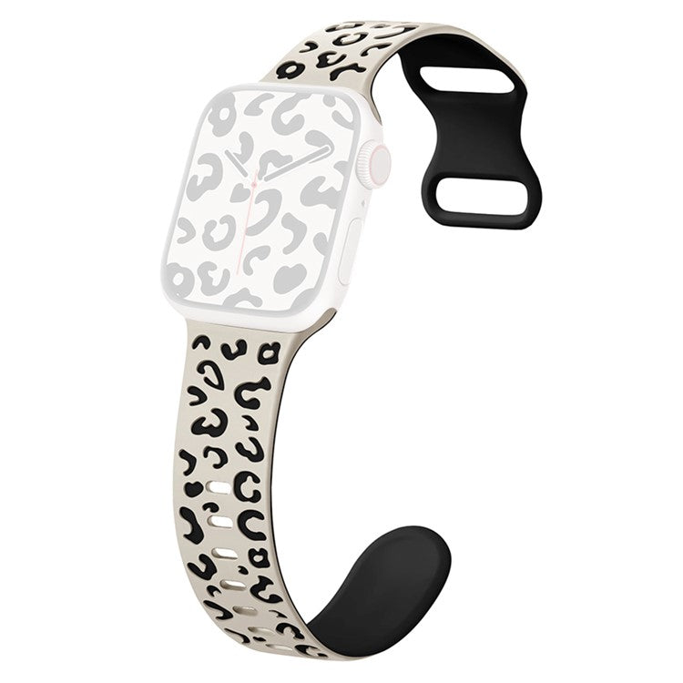KALEBOL Leopard Silicone Band for Apple Watch Series 10 Ultra 9 8 7 SE 6 5 4 3 2 1 46mm 49mm 45mm 44mm 42mm Dual Color Strap - Starlight + Black