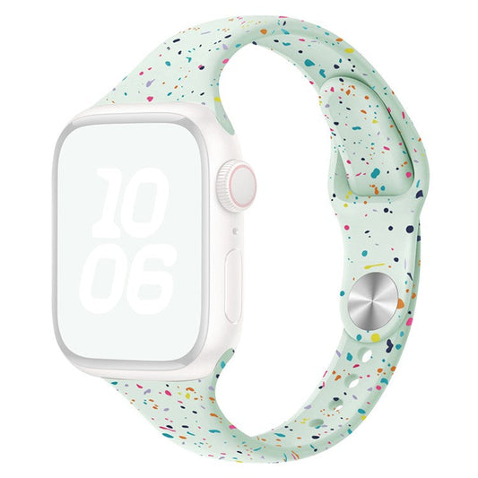 KALEBOL Silicone Watch Strap for Apple Watch Series 10 9 8 7 SE 6 5 4 3 2 1 42mm 41mm 40mm 38mm Colorful Flakes Band - Soft Mint