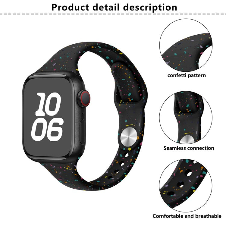 KALEBOL Silicone Watch Strap for Apple Watch Series 10 9 8 7 SE 6 5 4 3 2 1 42mm 41mm 40mm 38mm Colorful Flakes Band - Soft Mint