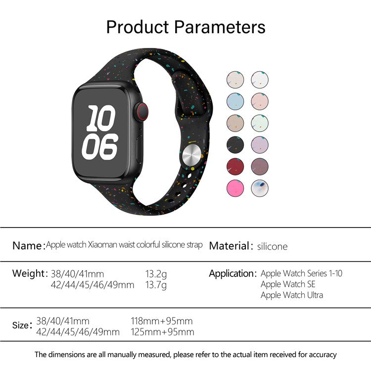 KALEBOL Silicone Watch Strap for Apple Watch Series 10 9 8 7 SE 6 5 4 3 2 1 42mm 41mm 40mm 38mm Colorful Flakes Band - Soft Mint