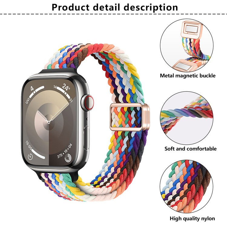 KALEBOL Braided Watch Strap For Apple Watch Series 10 Ultra 9 8 7 SE 6 5 4 3 2 1 46mm 49mm 45mm 44mm Magnetic Nylon Wristbands - Spring Cherry