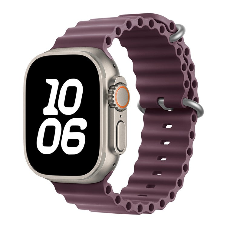 KALEBOL Ocean Silicone Band For Apple Watch Series 10 9 8 7 SE 6 5 4 3 2 1 42mm 41mm 40mm 38mm Breathable Soft Watch Strap - Smoke Purple