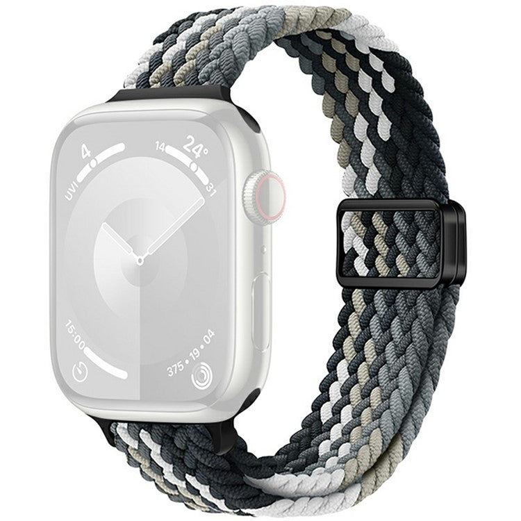 KALEBOL Braided Watch Band for Apple Watch Series 10 9 8 7 SE 6 5 4 3 2 1 42mm 41mm 40mm 38mm Elastic Nylon Strap - Black White