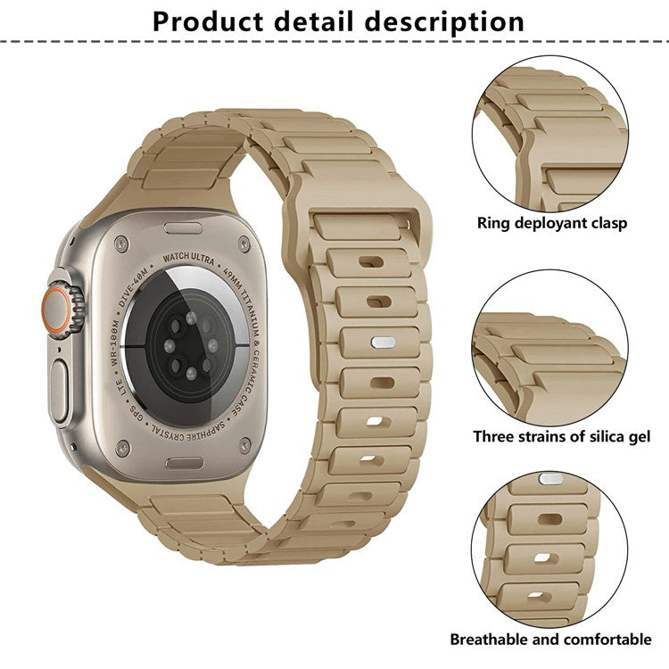 KALEBOL Watch Strap for Apple Watch Series 10 9 8 7 SE 6 5 4 3 2 1 42mm 41mm 40mm 38mm Three Bead Silicone Band - Milk Tea