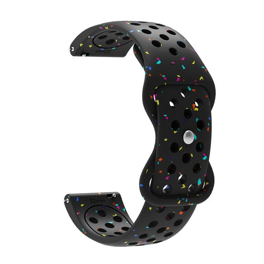 KALEBOL 22mm Silicone Strap for Samsung Galaxy Watch3 45mm / Watch 46mm / Huawei Watch GT 5 / 5 Pro Butterfly Clasp Watch Band - Black