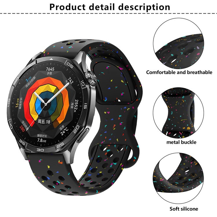 KALEBOL 22mm Silicone Strap for Samsung Galaxy Watch3 45mm / Watch 46mm / Huawei Watch GT 5 / 5 Pro Butterfly Clasp Watch Band - Black
