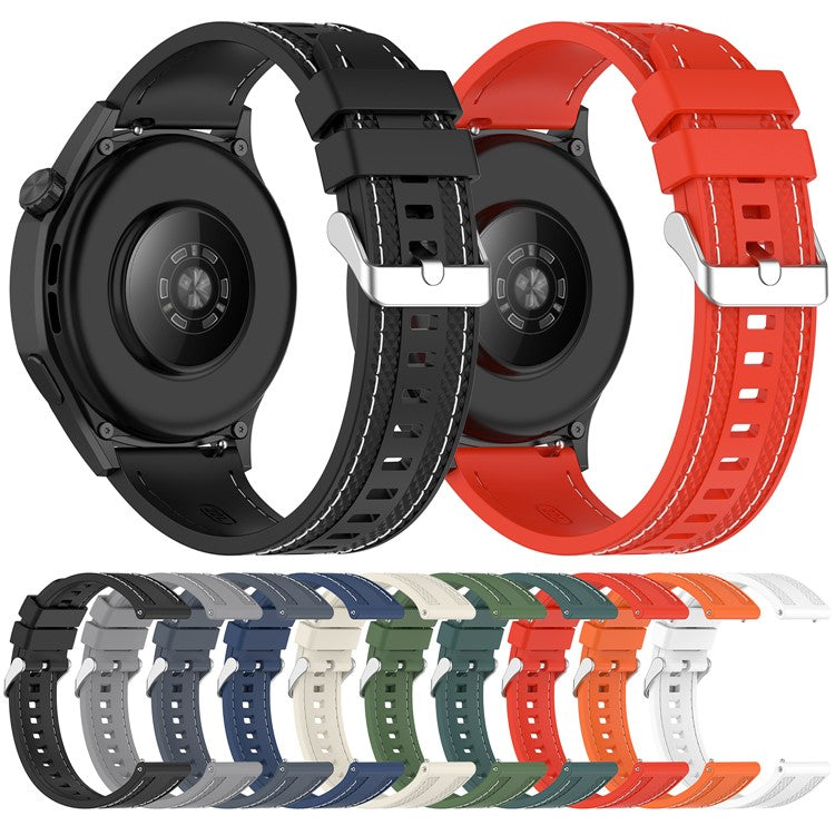 For Huawei Watch GT 5 46mm / GT 4 46mm Silicone Watch Band Stitched Design 22mm Width Wrist Strap - Dark Blue