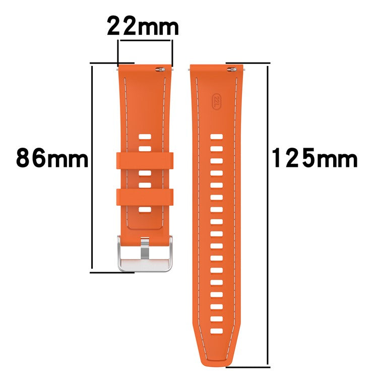 For Huawei Watch GT 5 46mm / GT 4 46mm Silicone Watch Band Stitched Design 22mm Width Wrist Strap - Dark Blue