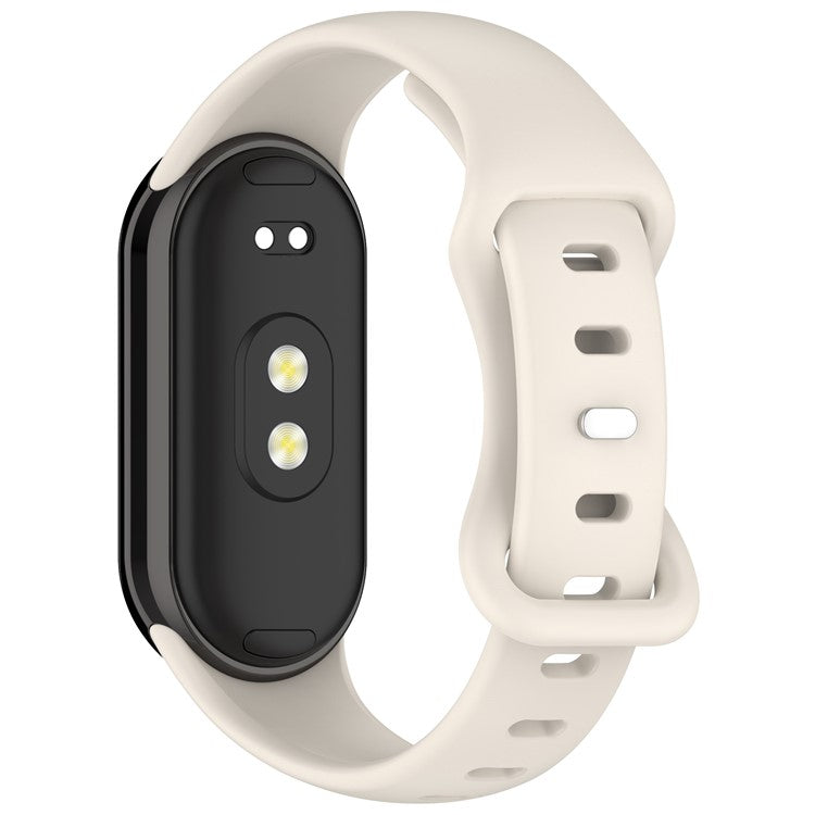 Silicone Watch Strap For Xiaomi Smart Band 9 NFC  /  9  /  8 NFC  /  8 Figure 8 Tail Reverse Buckle Wrist Band - Starlight