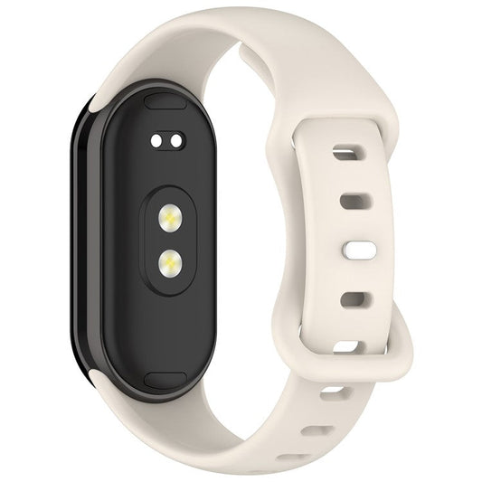 Silicone Watch Strap For Xiaomi Smart Band 9 NFC  /  9  /  8 NFC  /  8 Figure 8 Tail Reverse Buckle Wrist Band - Starlight