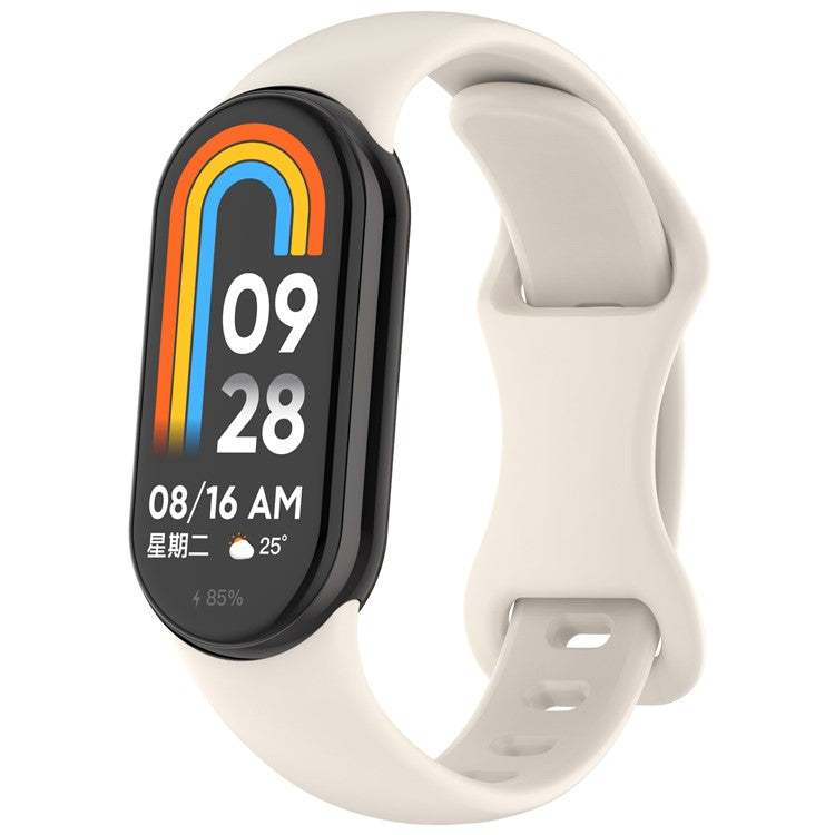 Silicone Watch Strap For Xiaomi Smart Band 9 NFC  /  9  /  8 NFC  /  8 Figure 8 Tail Reverse Buckle Wrist Band - Starlight