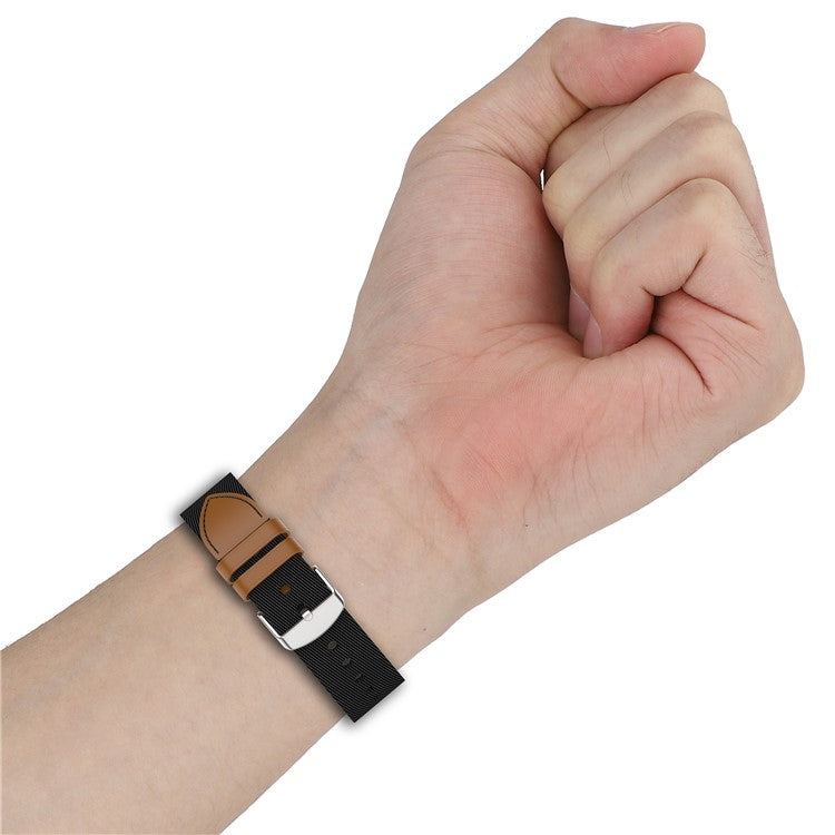Watch Strap for Huawei Watch GT 5 Pro 42mm / GT 5 41mm / GT 4 41mm Universal 18mm Nylon Leather Wrist Band - Starlight+Black