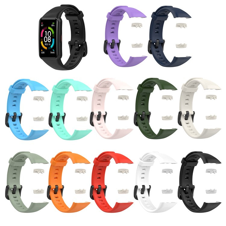 Solid Color Silicone Sport Watch Band Strap Replacement for Honor Band 6 - White
