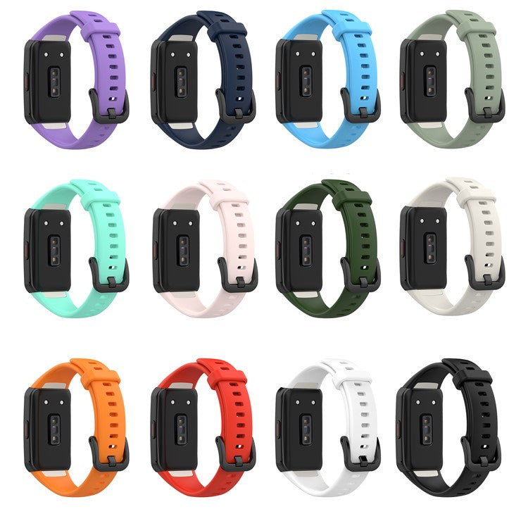 Solid Color Silicone Sport Watch Band Strap Replacement for Honor Band 6 - White