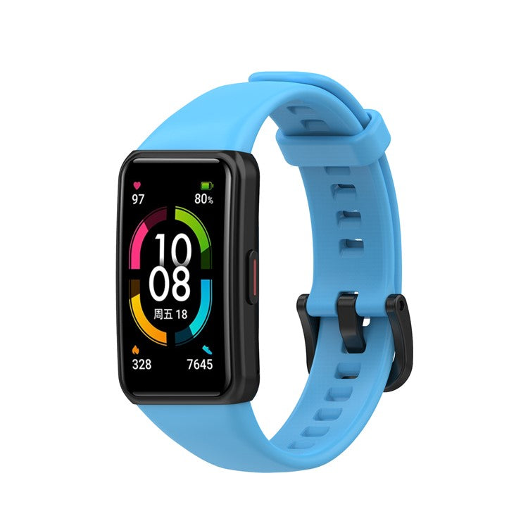 Solid Color Silicone Sport Watch Band Strap Replacement for Honor Band 6 - Sky Blue