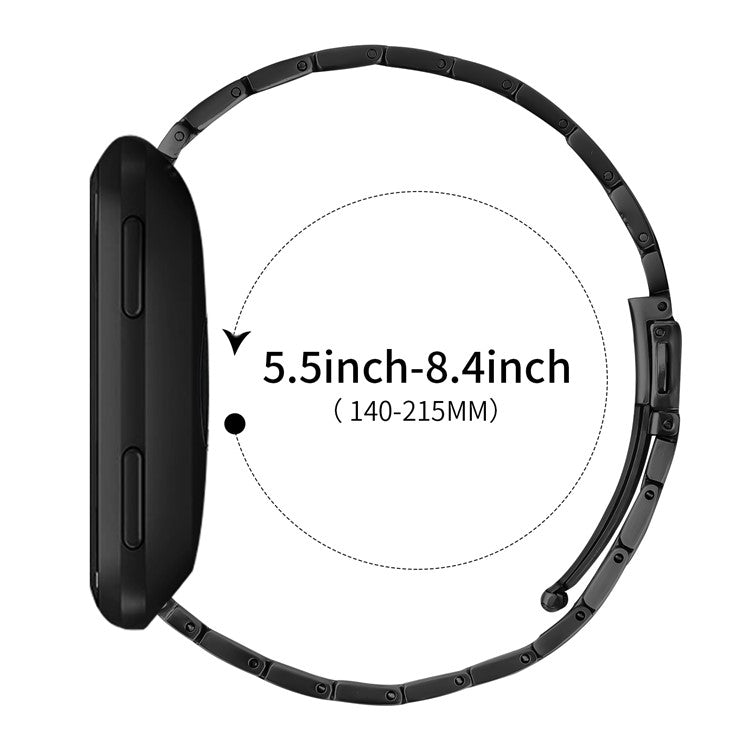 For Garmin Forerunner 265 Music Metal Watch Band Stainless Steel Adjustable Watch Strap - Black