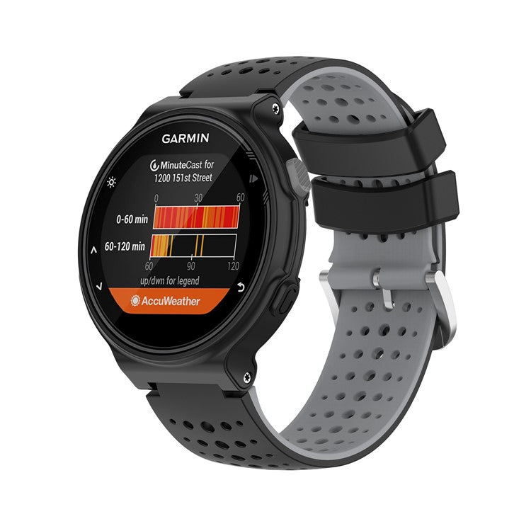 Two Color Silicone Watch Strap Bracelet Wristband Replacement for Garmin Forerunner 735XT 620 630 220 230 235 - Black / Grey