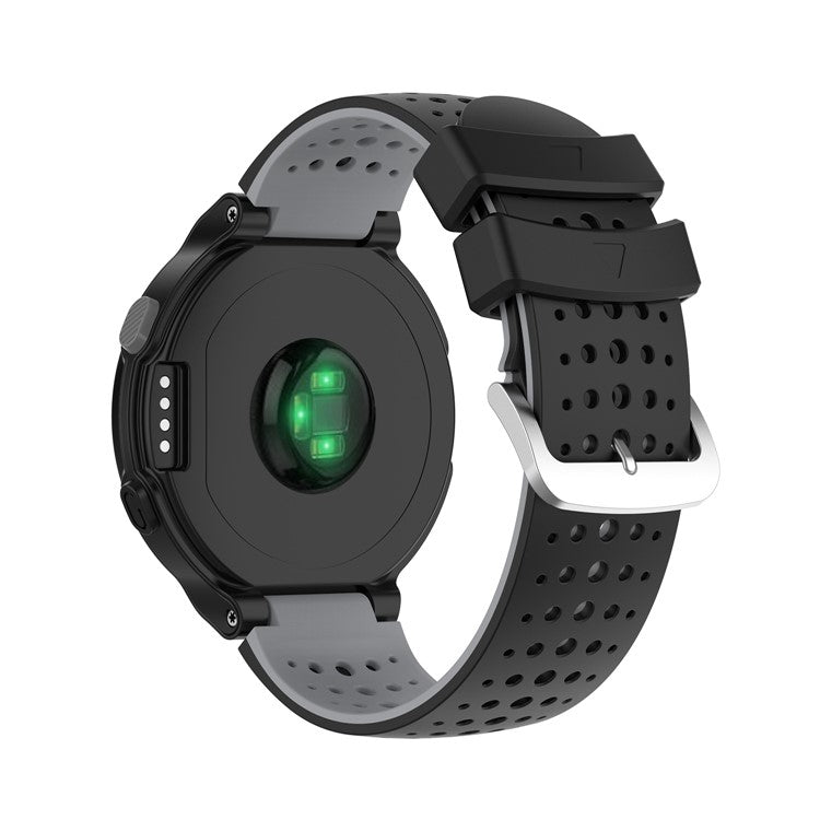 Two Color Silicone Watch Strap Bracelet Wristband Replacement for Garmin Forerunner 735XT 620 630 220 230 235 - Black / Grey